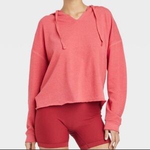 French terry hooded lounge sweatshirt red | colsie | size Medium